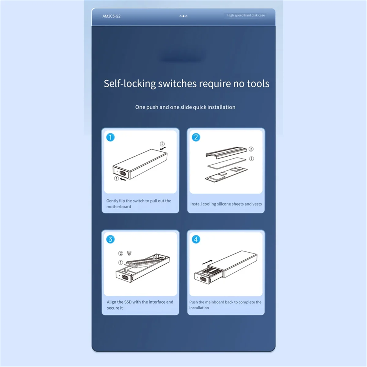 

Efficient M.2 NVMe SSD Enclosure, 10Gbps Aluminum Tool-free Case, Up to 4TB