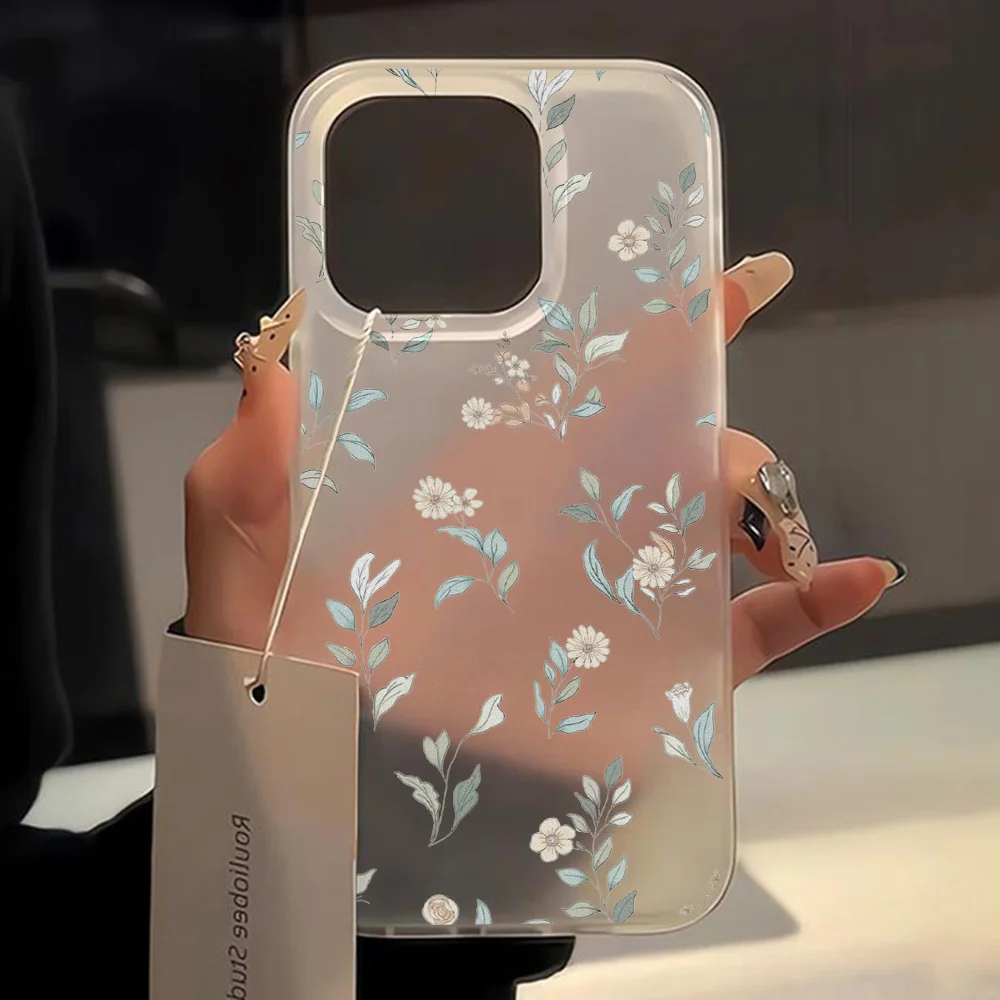 Flower Phone Case For iPhone 16 Pro Case iPhone 17 18 15 13 11 12 14 Pro Max Mini Shockproof Matte Transparent Aesthetic Cover view 3