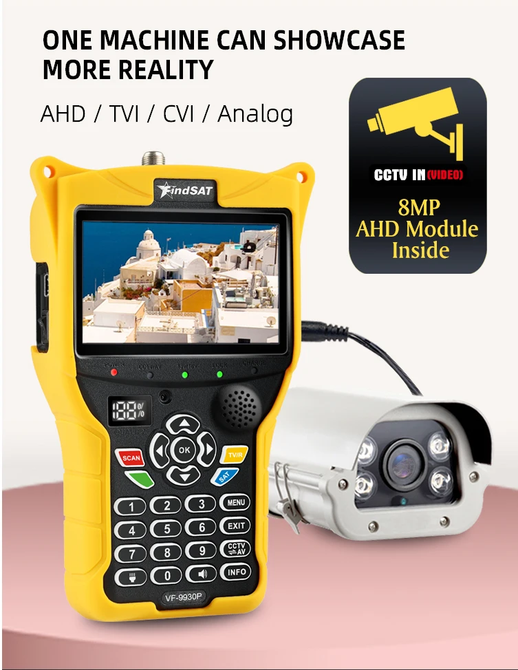 الأصلي Findsat VF-9930 DVB-S2 DVB-T2 DVB-C كومبو AHD H.265 استقبال الأقمار الصناعية متر مكتشف الطيف محلل إشارة مكتشف