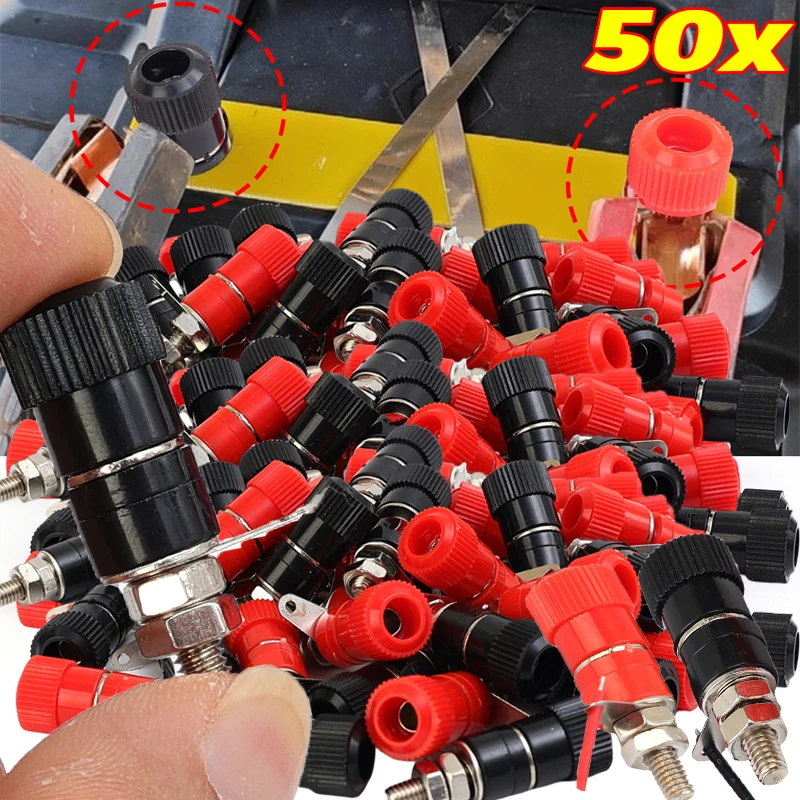 

10/50pcs Professional Binding Post Nut Welder Terminals Plug Connector Black Red Wire Connect Clips Electrical Plug Accessories