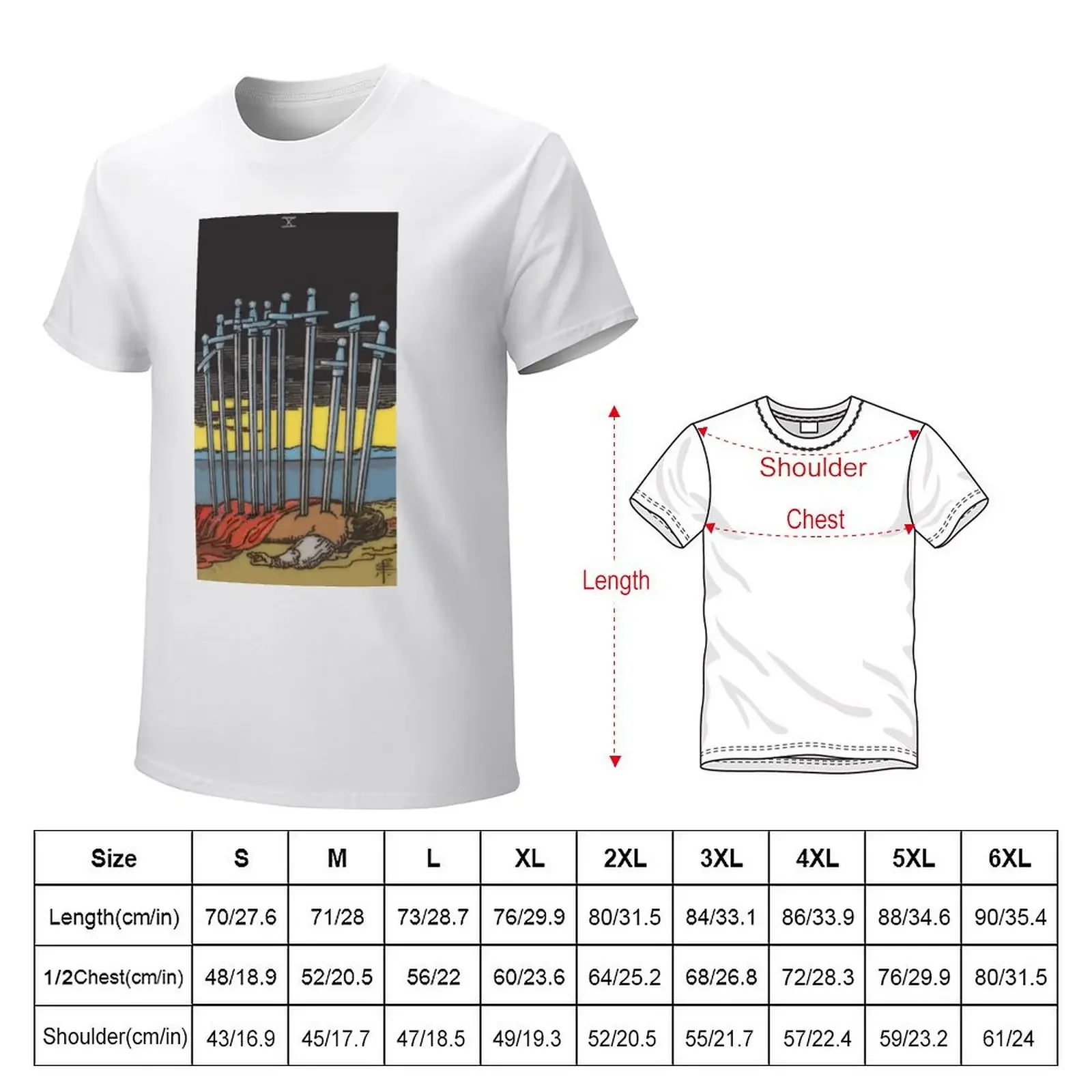 Ten of Swords Tarot Card Rider Waite Classic T-shirt cute tops summer clothes Aesthetic clothing Men's clothing