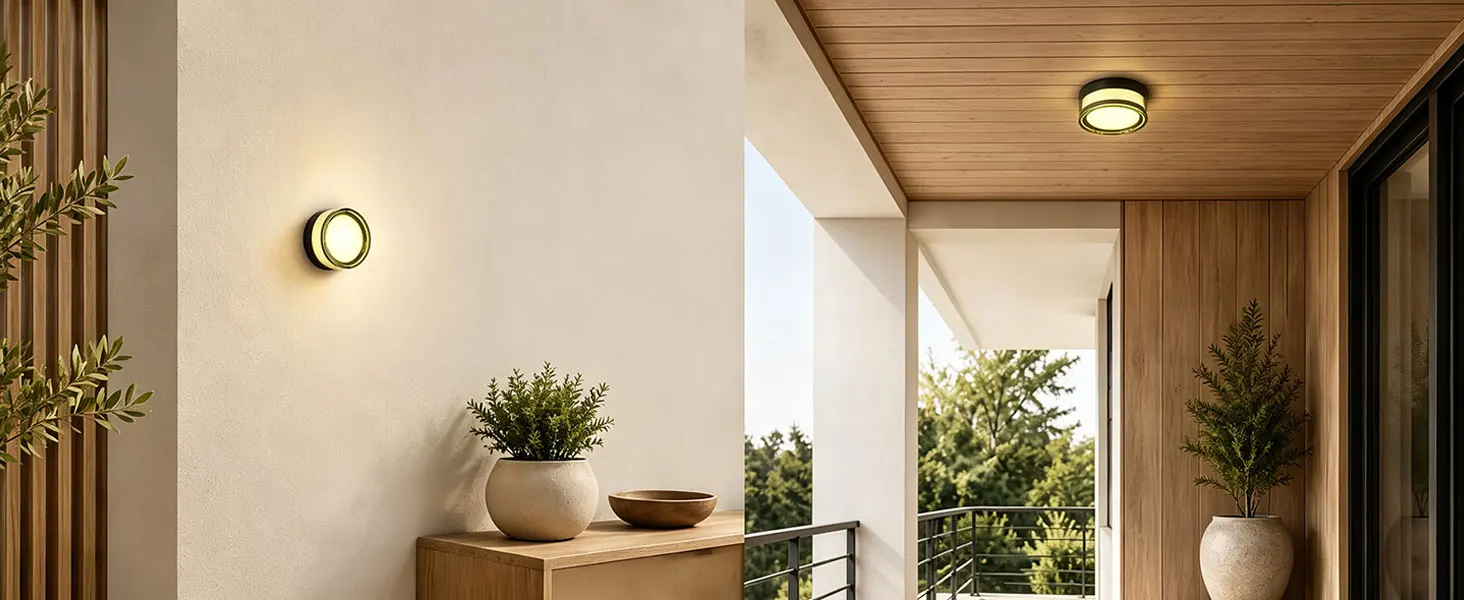 LVL Modern LED Wall Lamp 9W Small Round & Square Waterproof IP65 CCT Indoor/Outdoor Source Wall Sconces Smokey Grey Fixture