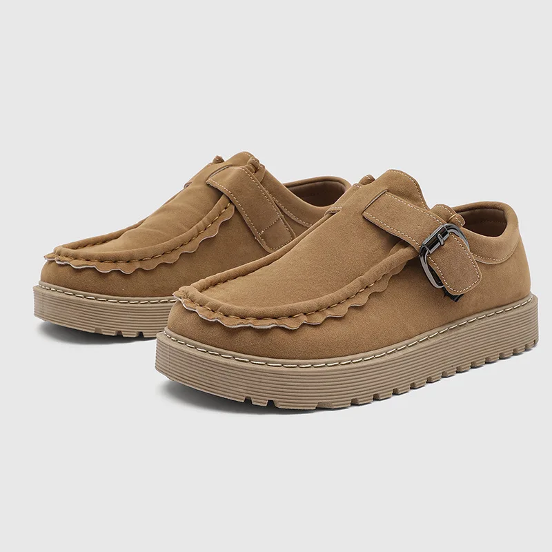 Men's wide toe barefoot shoes classic retro casual shoes lightweight outdoor sports walking  khaki thick soled work