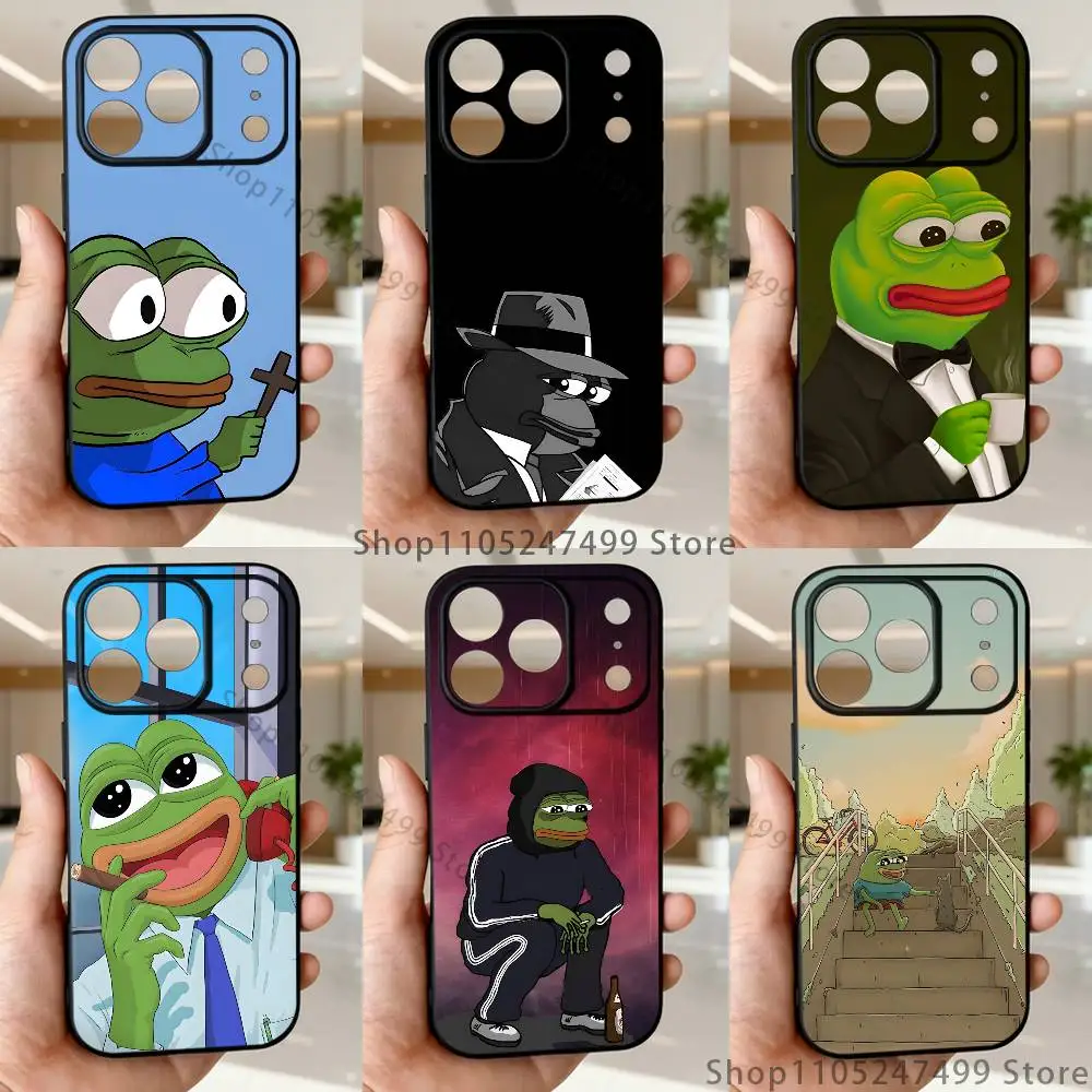 

Frog P-Pepe Phone Case For iPhone 17,16,15,14,13,12,11,Pro Max,XSX,,XR,SE,Mini,8,7,Soft Silicone Black Cover
