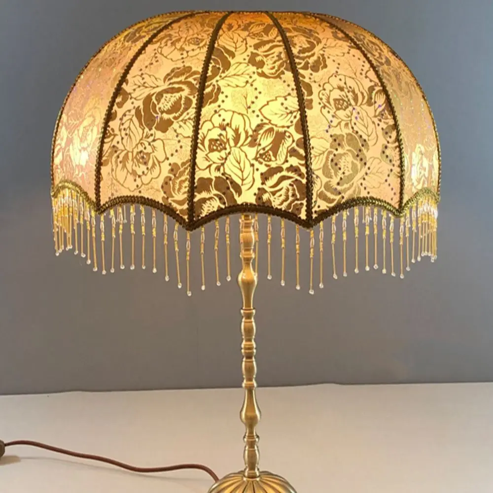 Retro E27 Fringe Lamp Shades Fabric Beaded Tassel Lamp Shade Home Decor E27 Lamp Cover