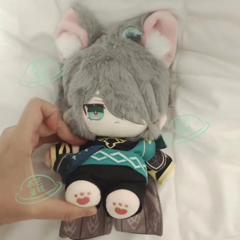 20CM Genshin Impact Alhaitham Peluche Vestire Bambola di Cotone Vestiti Cosplay con Scheletro Peluche Orecchie Regali di Natale Giocattoli per I Bambini