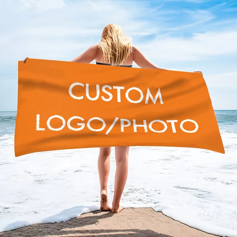 Personalized Beach Towel Custom Photos/Logo Microfiber Towel Thin Quick Dry Absorbent for Beach Swimming Yoga Bath Sports