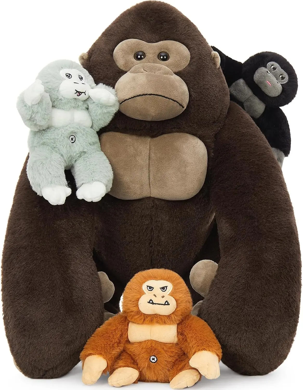 

19.6" Giant Gorilla Plush with 3 Babies, Soft Cuddly Toy Gift for Kids