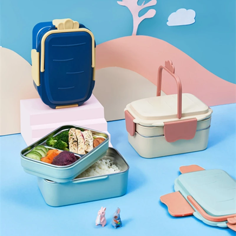 Chất liệu PE thép không gỉ Hộp thực phẩm lớp Hộp đựng đồ ăn trưa cách nhiệt Dropship