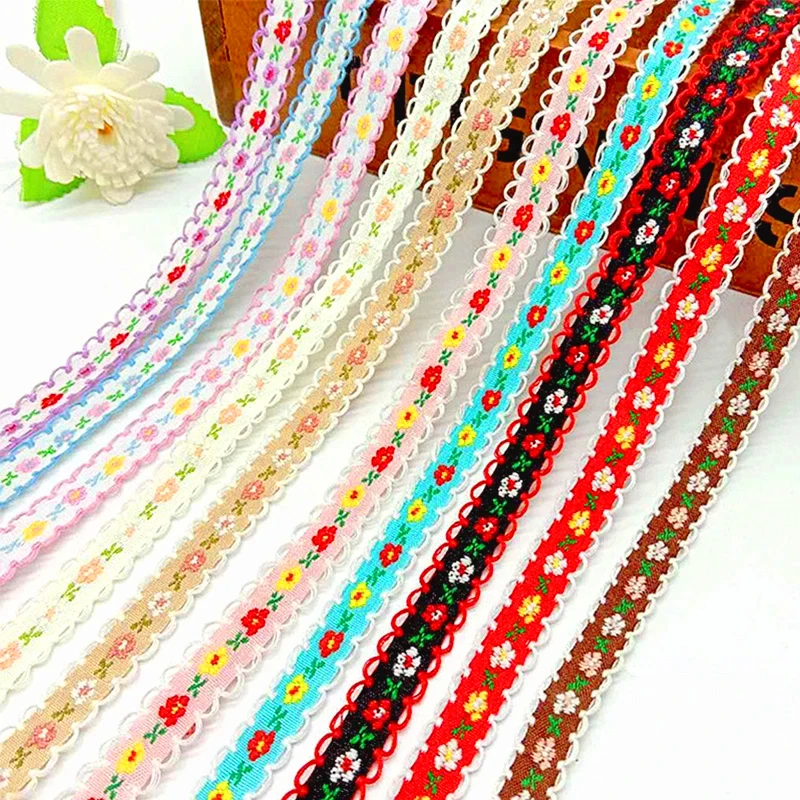 5 Yards 12mmGarment Trim Fabric for Apparel Clothes Accessories Handmade Sewing Flower Embroidered Lace Trim Ribbons Wholesale