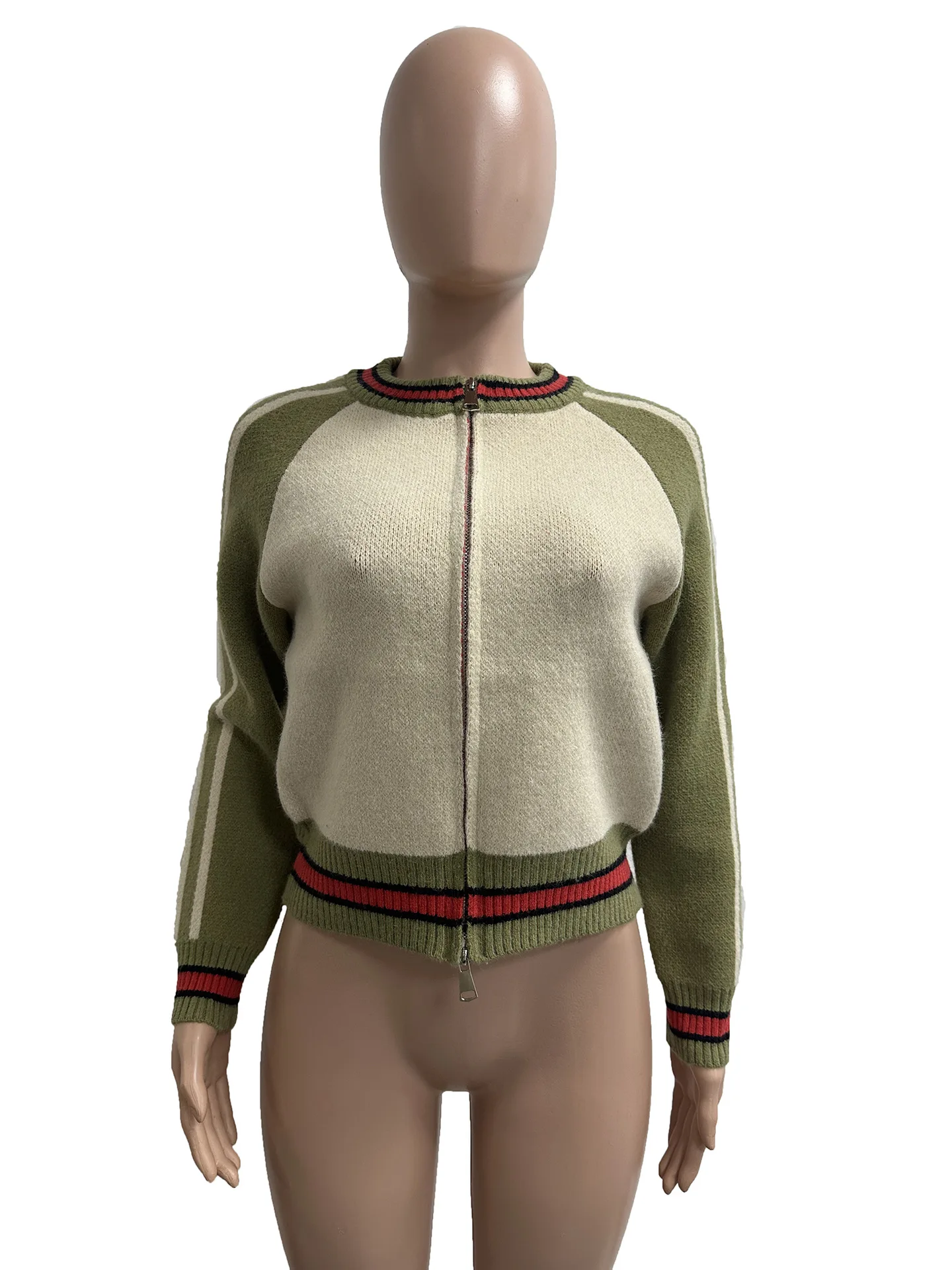 الشتاء محبوك سترة جاكيتات النساء المحاصيل اسكواش البيسبول معاطف Y2K الشارع الشهير 2025 الخريف رسالة سايبر جاكيتات معاطف تريكو #5