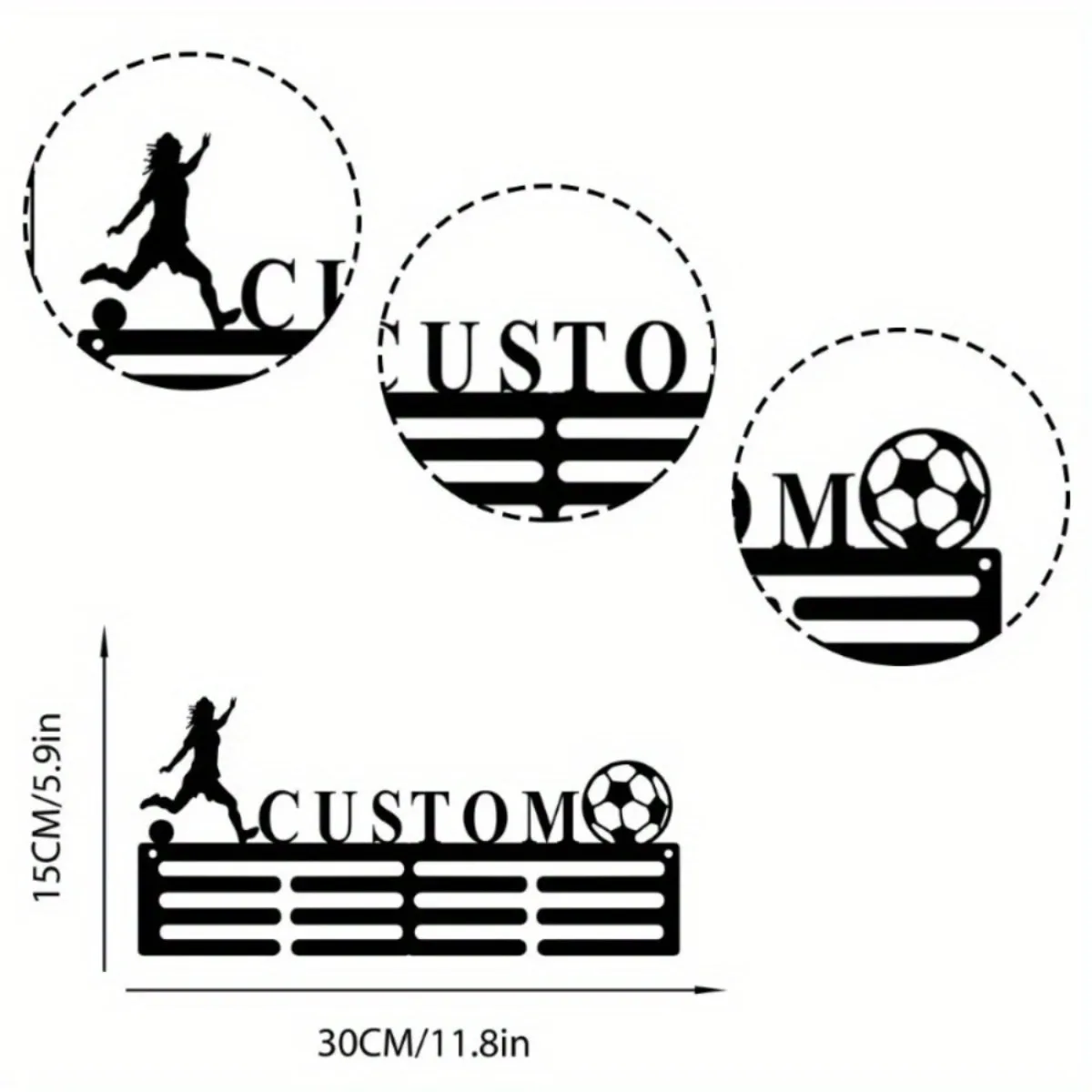Custom Wall-Mounted Female Soccer Medal Holder - Personalized with Your Favorite Soccer Girl Player's Name.