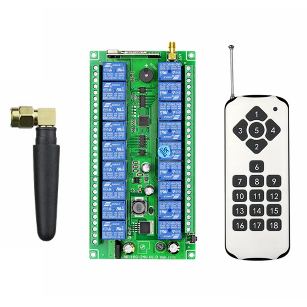 

DC12V-36V Wide Voltage 18-Channel Wireless Remote Control Switch, Used For LED Lamps, Motors, And Electrical Cabinet Controllers