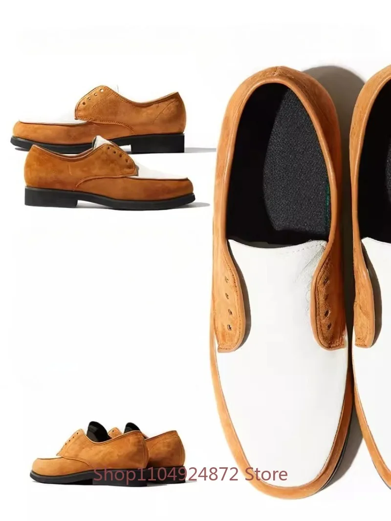 

Luxury Designer Shoes Men's Kid Suede Round Toe Lace Up Outdoor Sport Derby Leather Shoes Man Dress Party Wedding