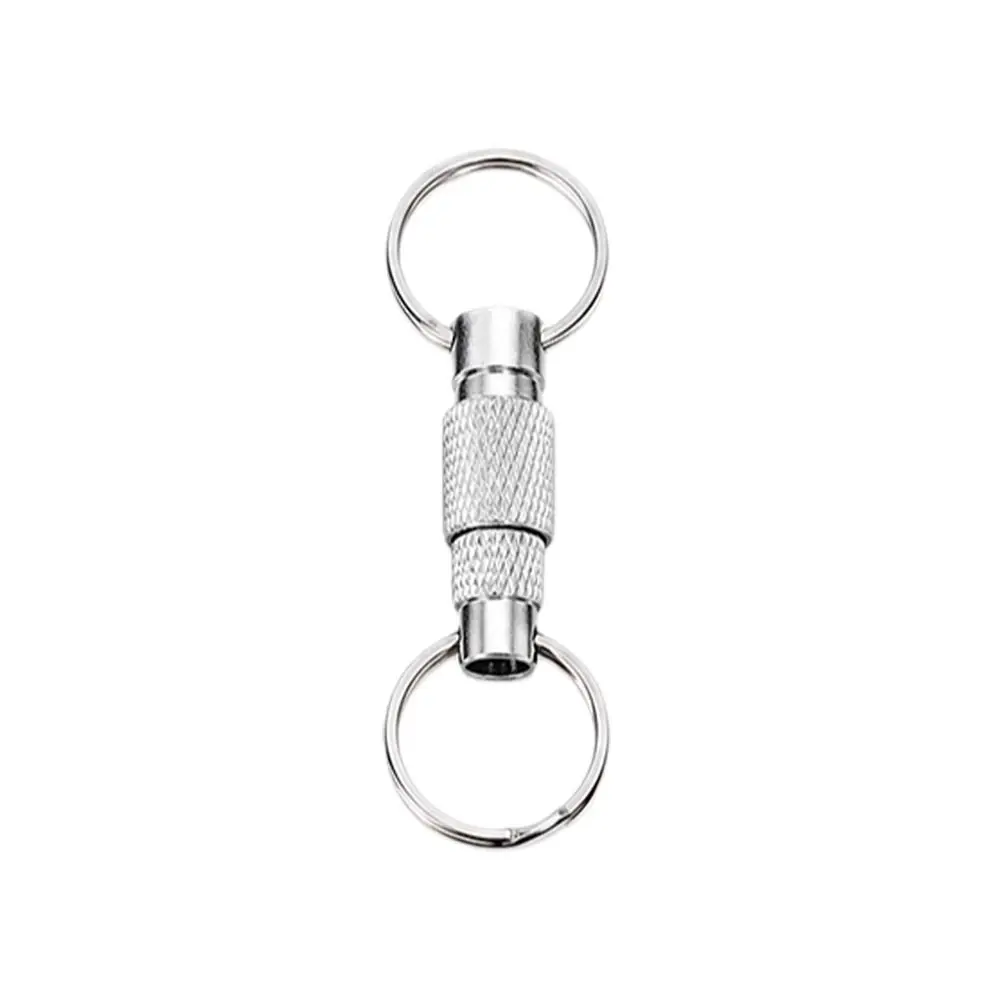 New Double Headed Quick Release Keychain Aluminum Alloy Retractable Detachable Keychain Mini 360° Rotation Keys Fob Outdoor