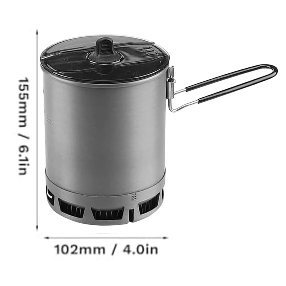 مجموعة أواني طهي للتخييم مقاومة للرياح مع حامل من الفولاذ المقاوم للصدأ وعاء متكامل للمشي لمسافات طويلة في الهواء الطلق وحقيبة الظهر والتخييم والسفر