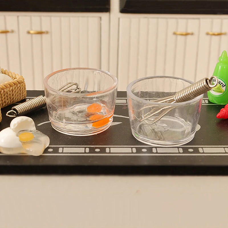 Miniature Kitchen Set with Egg Bowl, Rolling Pin, Pan, Beater for Doll House