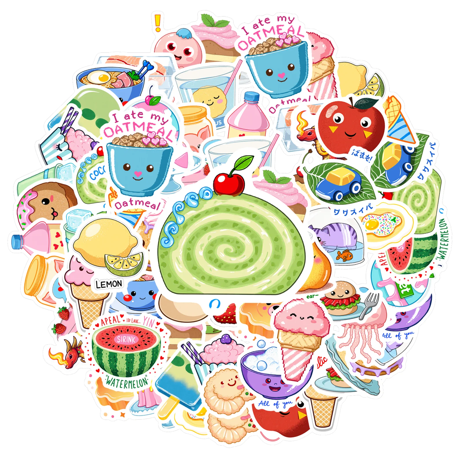 35pcs Kawaii Fruits Stickers Playful Cute Animals DIY Stickers Funny Stickers For DIY Phone Guitar Laptop Notebook Suitcase Cup