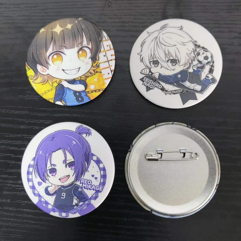 Anime BLUE LOCK Figure Isagi Yoichi Seishiro Nagi Cosplay Q Version Metal Badges Bachira Meguru Character Bag Decoration Gifts