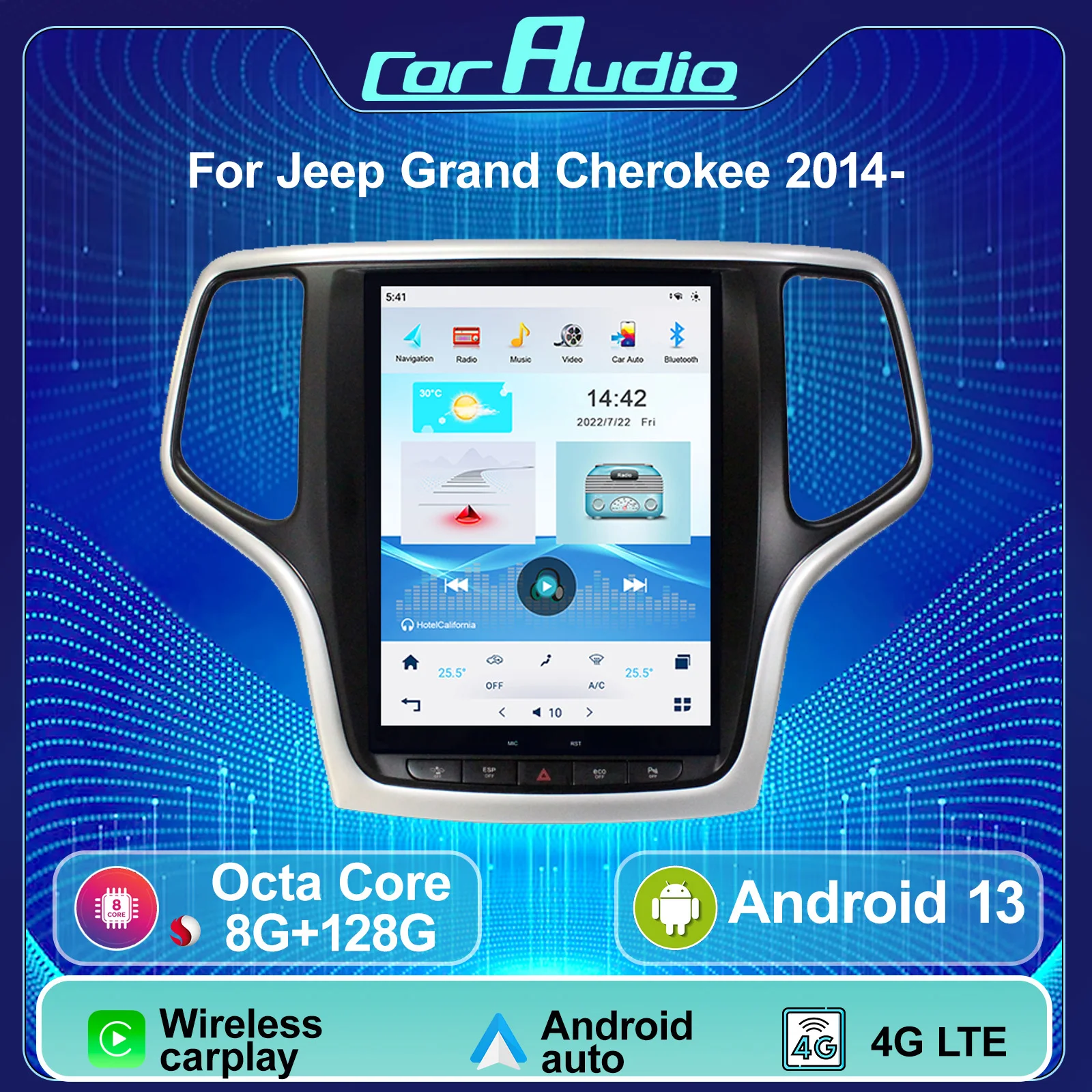 

10.4" Android 13 Car Multimedia Player for JEEP Grand Cherokee 2014-2019 Autoradio 1 Din GPS Naviagtion USB
