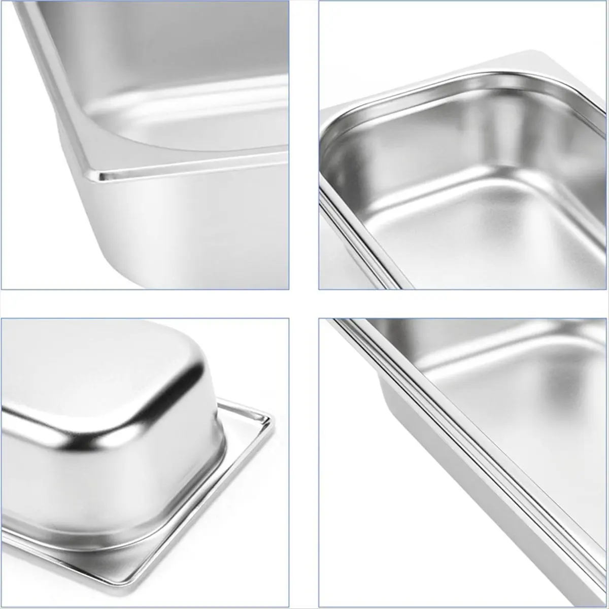 A67T NEW 4 Pcs Half Size Hotel Pan, 1/2 Size 2.5 Inch Deep Stainless Steel Steam Table Pan Half Pans for Chafing Dishes