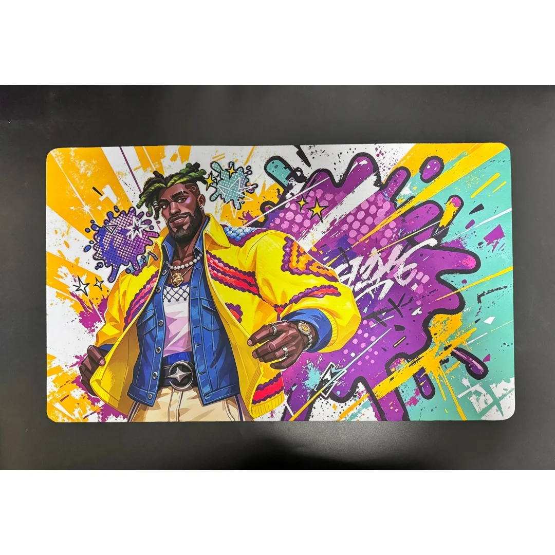 600x350mm DIY Game Graffiti Series Kayn, The Shadow Reaper Playmat 2mm Seamless Edge Yone Single Rubber Board Game Card Mat Toy