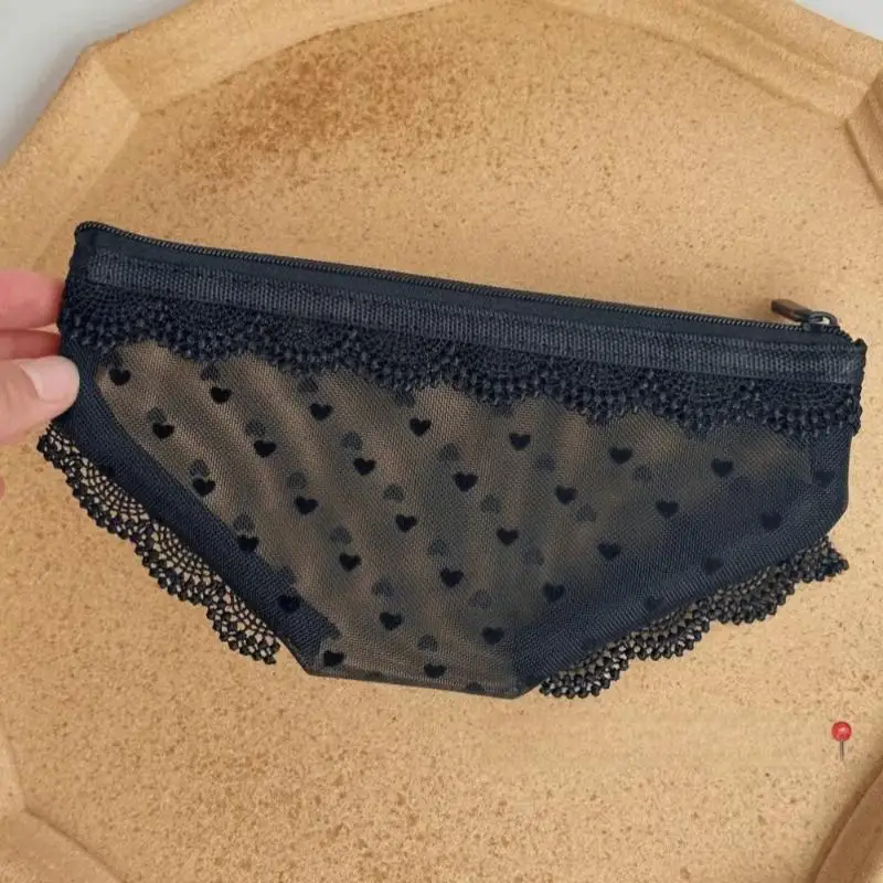 Modische Mesh-Slips-Form Kosmetiktasche Make-up-Aufbewahrungstasche Dekorativ mit Reißverschluss Schmuck Kopfhörer Schlüssel Organizer – Detail 3