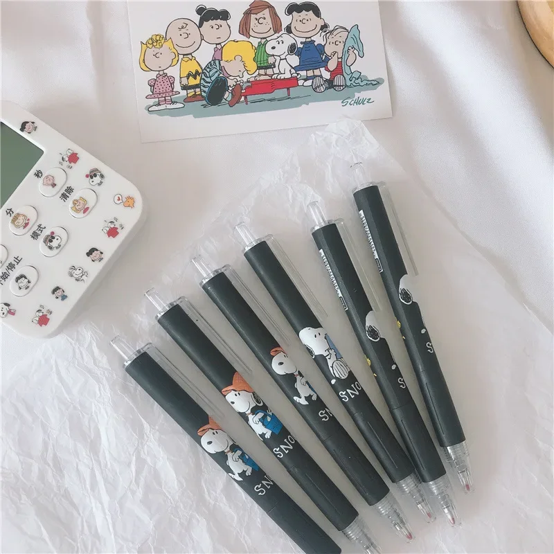 Snoopy Cute Gel Pen Kawaii Ballpoint Pen 0.5mm Black Ink Cartoon School Student Stationery Office Supplies Gel Ink Pen Gifts