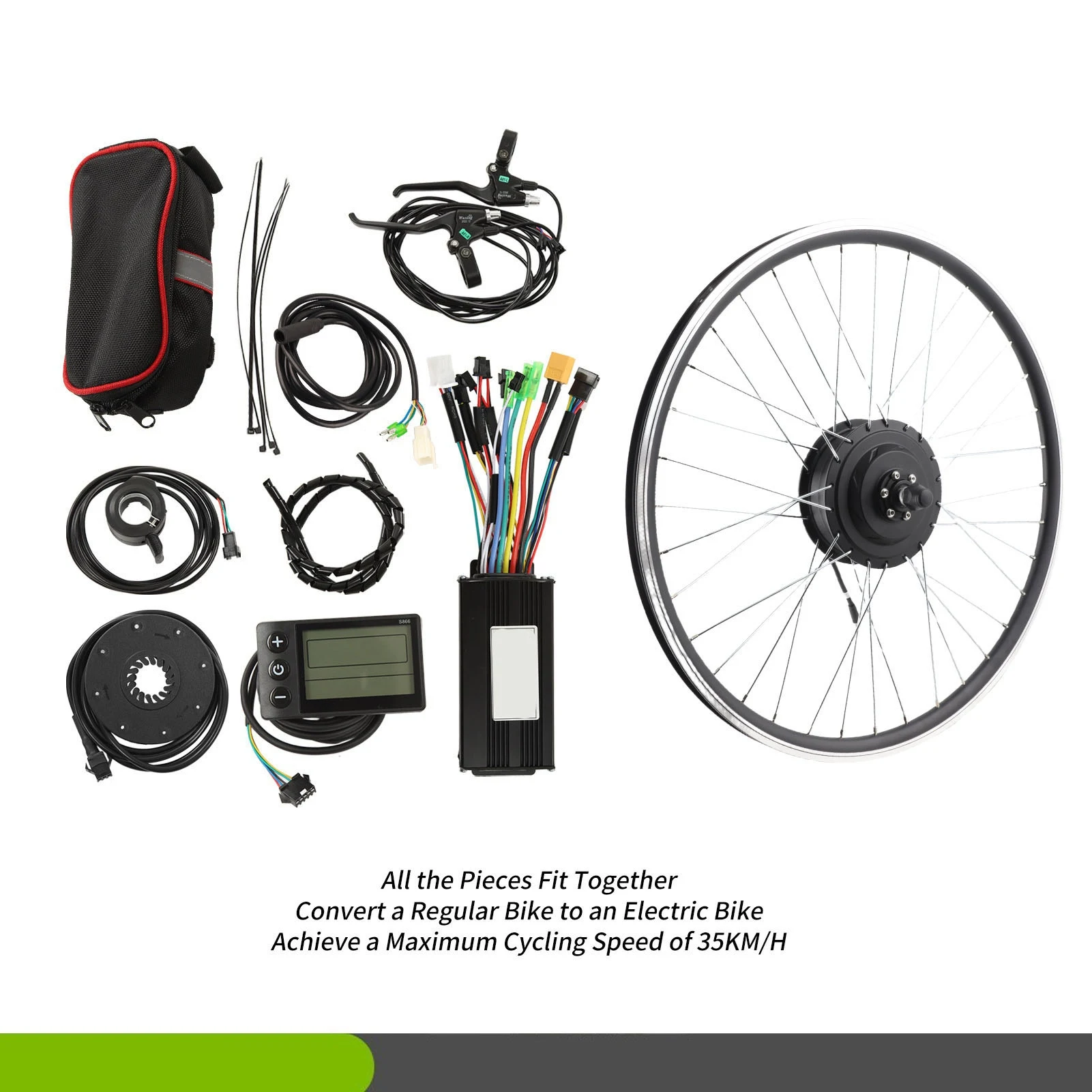 

48V 26inch 500W Electric Bike Hub Motor Kit LCD S866 Display Panel Front Drive Gear Motor Kit