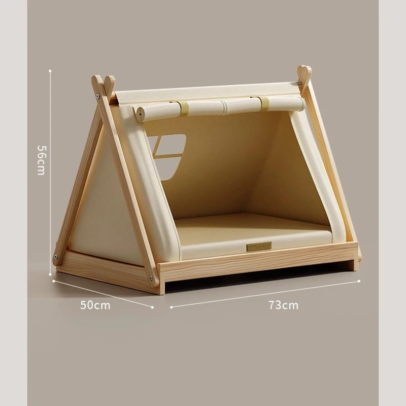

Cat tent bed solid wood pet kennel summer summer nest semi-closed security