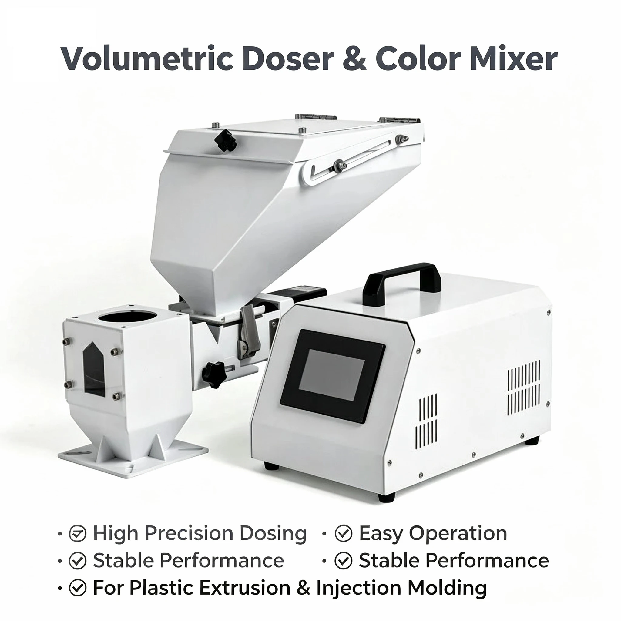 AIROW Manvac Precision Volumetric Color Doser | Automatic Masterbatch Screw Dosing Feeder for Extrusion & Injection Molding