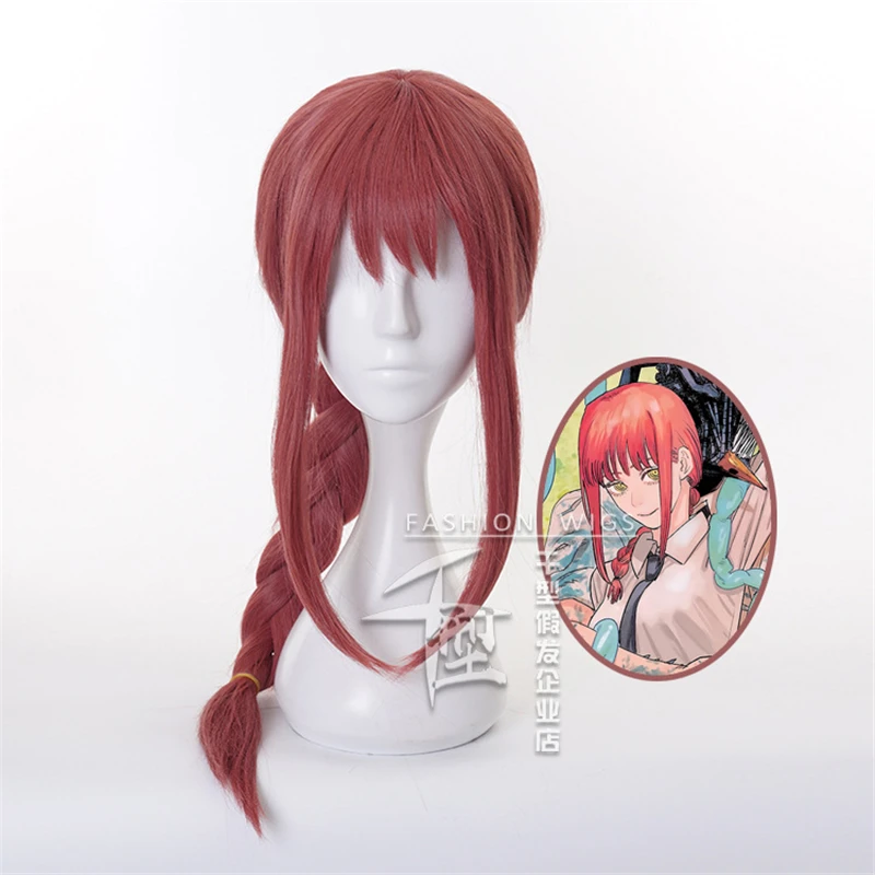 Makima Cosplay Wig Anime Cosplay Long Pink Braided Synthetic Hair Halloween Party Role Play Wigs