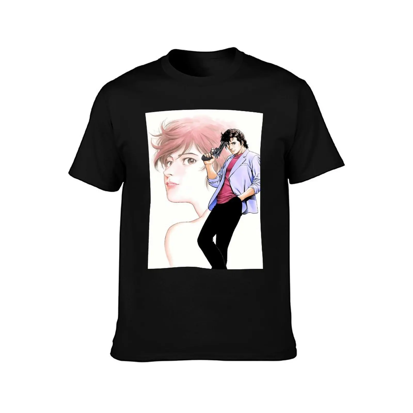 City Hunter (Nicky Larson) - Ryo Saeba & Kaori T-Shirt Heavy Duty Casual Work Tee