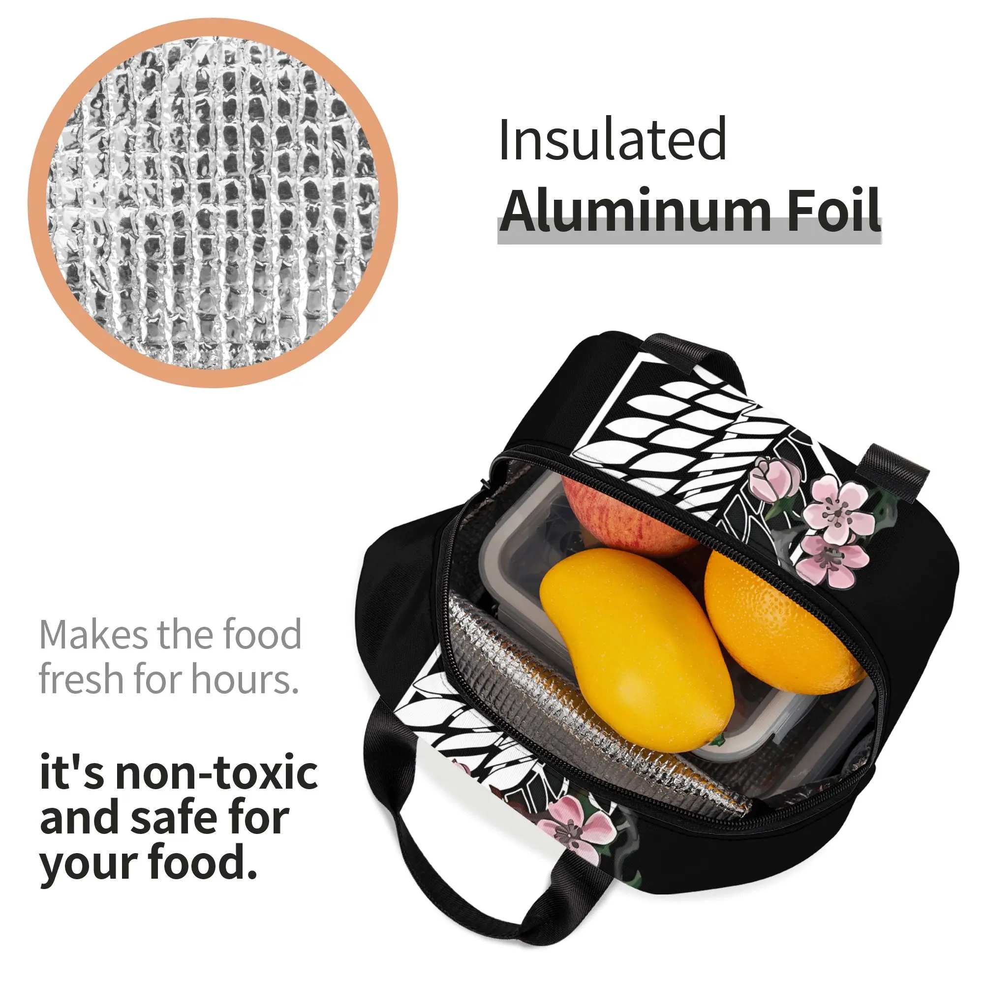 Attacks on Titans Portable Lunch Boxes Women Cartoon Movie Terrifying Giant Cooler Thermal Food Insulated Lunch Bag Office Work view 6