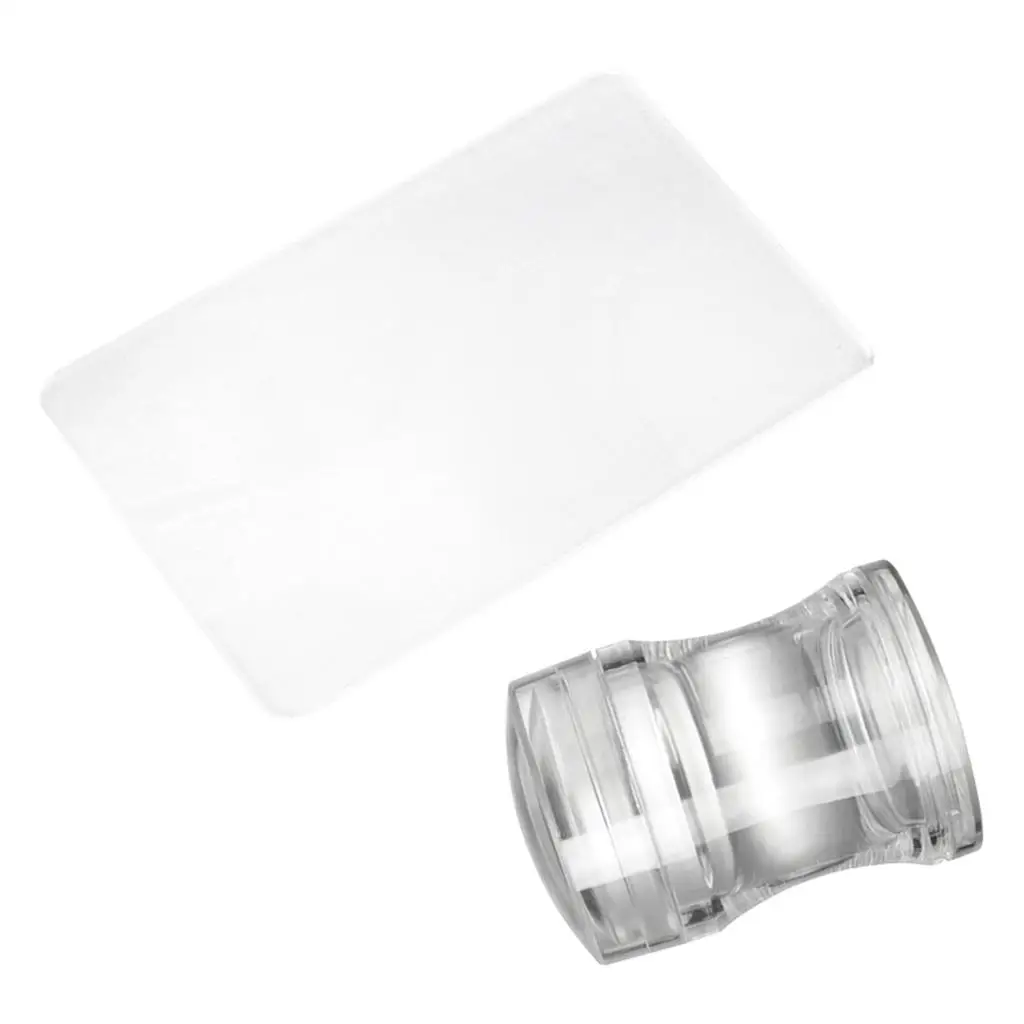Nail Stamper Printing Set with Transfer Scraper Transparent Silicone Head for Manicure Design and Decor