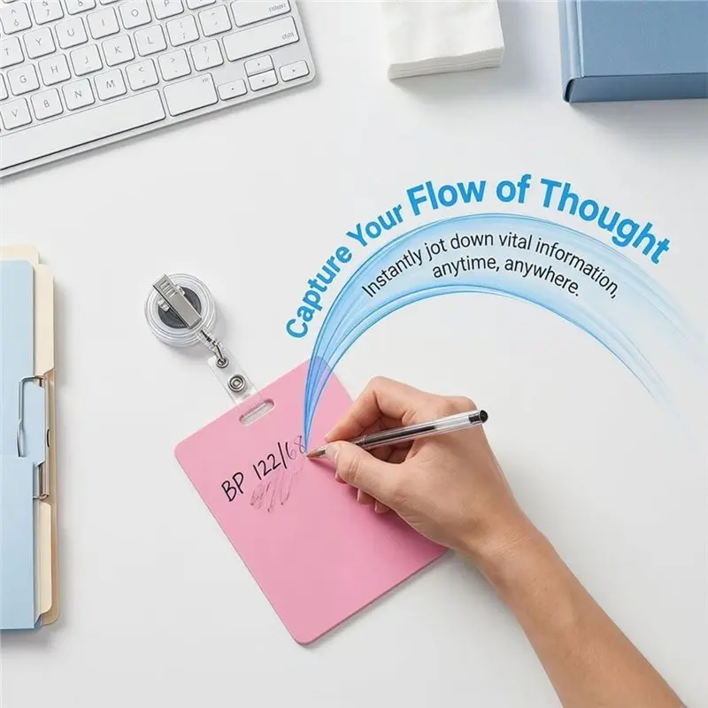 Superior Erasable Note Silicone Notepad Set(4Pcs Mix), Reusable ID Card Reel, Vertical& Horizontal Clip Board Clipboard Vertical