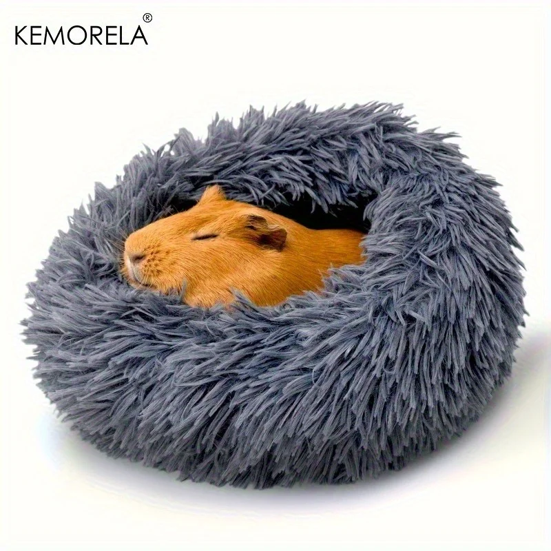1 Stück ultraweiches Plüsch-Haustiernest, gemütliches warmes Hamster-Schlafbett, rutschfeste Unterseite, isolierte Polsterung für Guinea und andere kleine Tiere – Detail 4