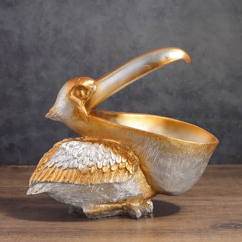 Creative European-style Home Decor Pelican Animal Ornament, Key Storage Accessory for Liquor Cabinet, Living Room, Shoe Cabinet