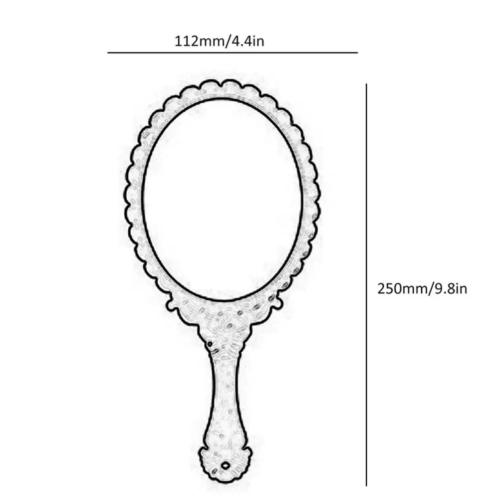 Espejos de encaje retro vintage ovalados florales Patrón Mango Espejos de maquillaje Espejos de mano