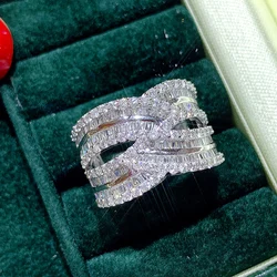 Huitan Bling Bling Women's Wide Rings Full Paved Brilliant CZ Stone Gorgeous Bride Wedding Party Accessory Twist Fashion Jewelry