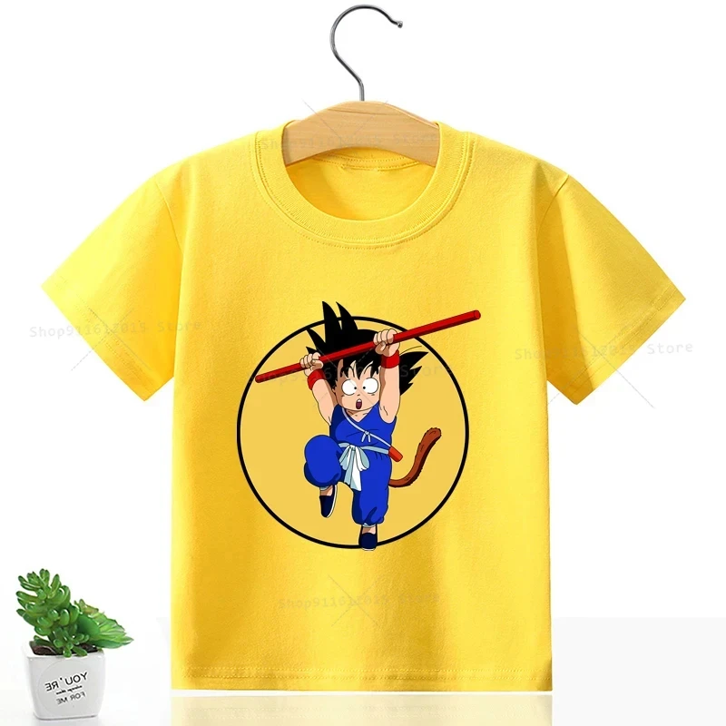 Miniso Dragon Ball T-shirt odpowiedni dla dzieci i dorosłych Cartoon Baby Clothing Monkey King Anime Print Short Sleeve T-shirt