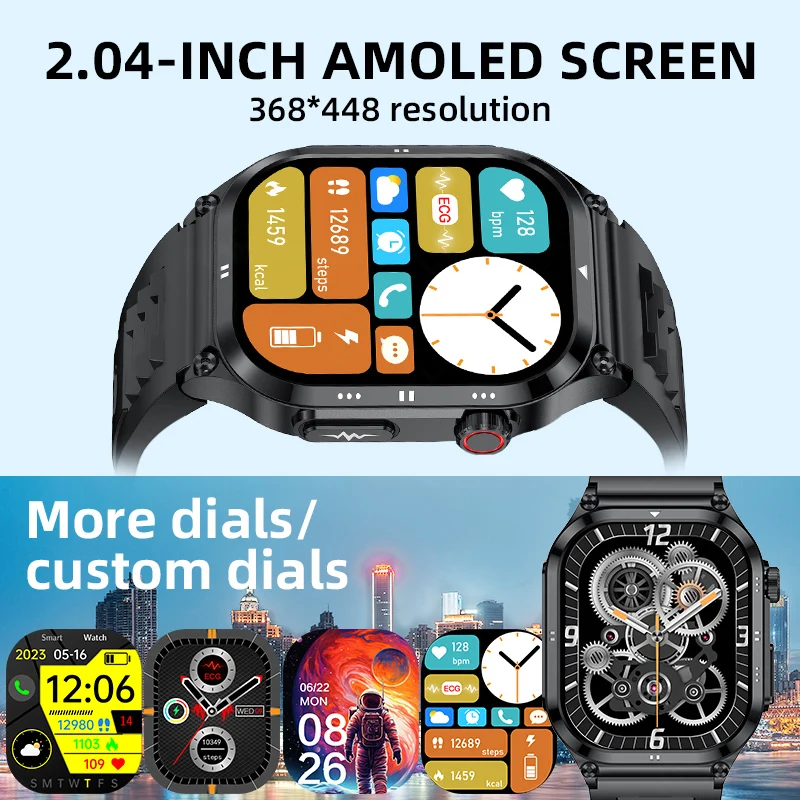 LIGE Smart Watch More Sports Mode Voice Assistant ECG function Emergency Call Sedentary Reminder Wireless Call Men Smart Watch