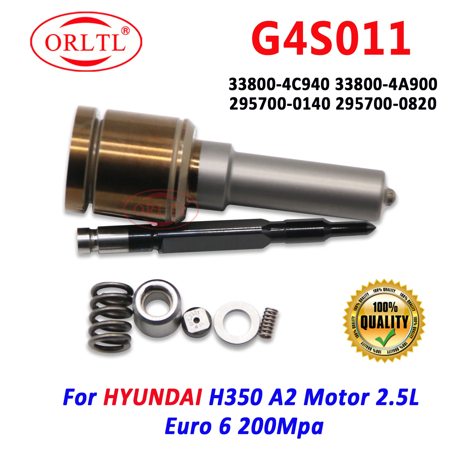 ORLTL New G4S011 Diesel Injector Nozzle 33800-4C940 33800-4A900 295700-0140 295700-0820 For HYUNDAI H350 A2 Motor 2.5L  Euro 6