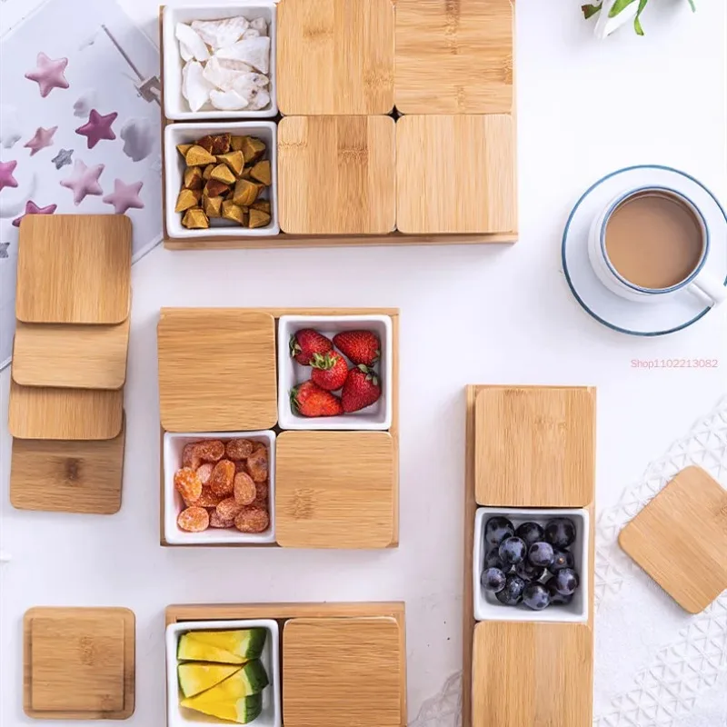 Wooden Pallets Snack Bowl Japanese-style Platter Dim Sum White Ceramics Dried Fruit Home Salad Dessert Plate