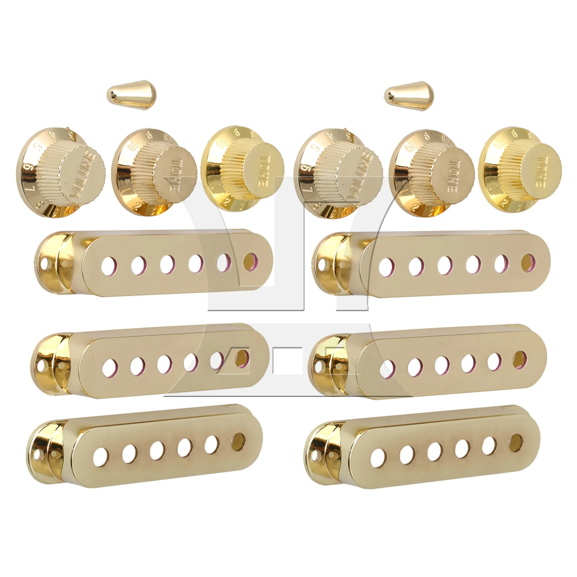 

14 Pcs 6 Hole Single Coil Guitar Pickup Cover Switch Tip Knob 48/50/52mm