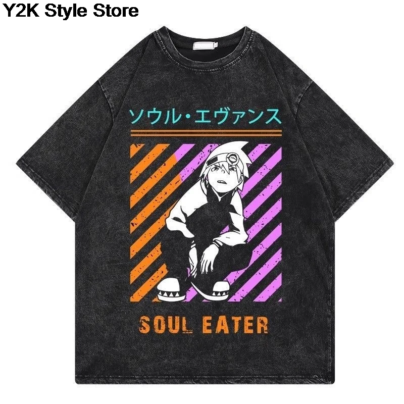 Soul Eater，ソウルイーター cotton T-shirt Soul Eater Black Star Death the Kid Cosplay T-shirt Boys girls y2k Man Women Hip Hop T-shirt