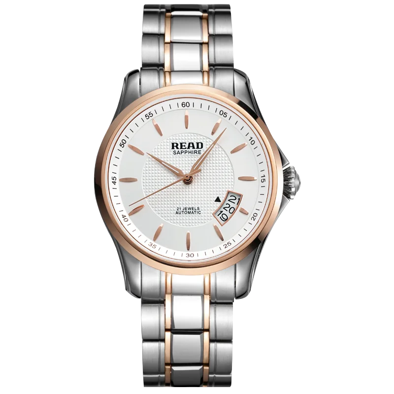 READ Men Automatic Watch | Two‑Tone Steel Band | Textured Dial | Sapphire Glass | 50M Water Resistant