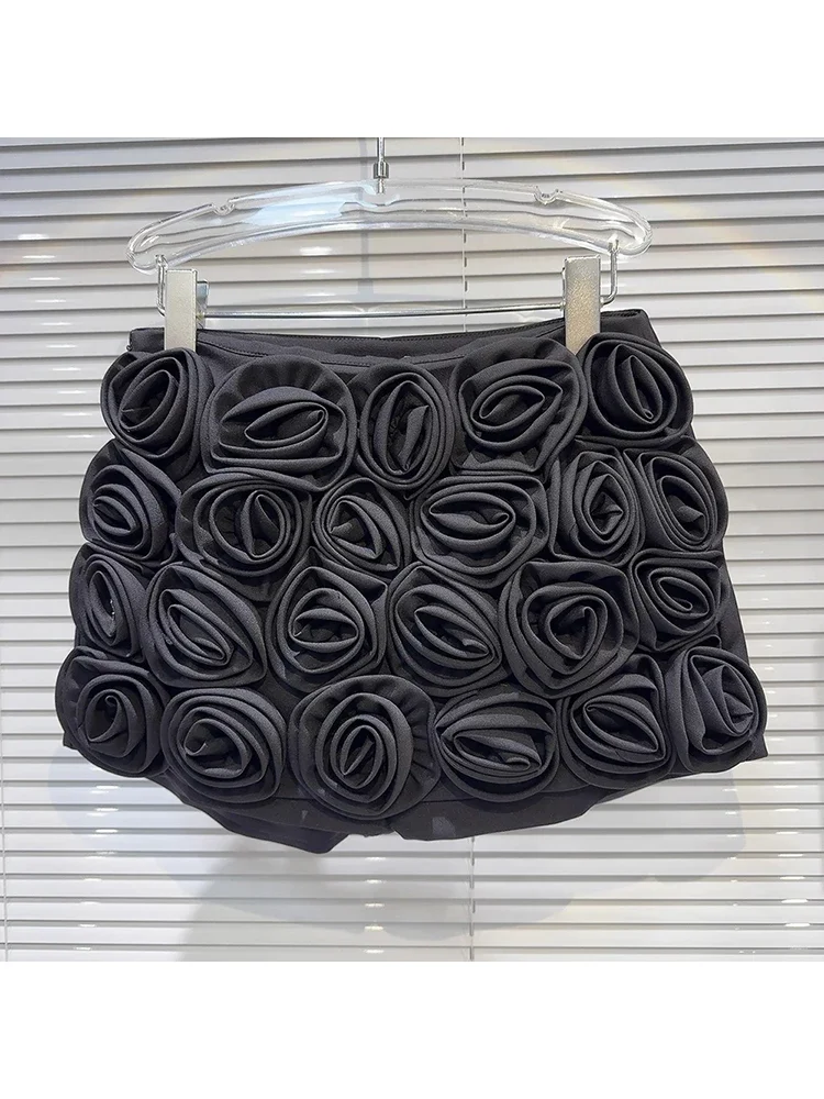 High Street Nieuwste 2024 Designer Rok Dames 3d Rose Fflower Decoratie Mini Broek Rok