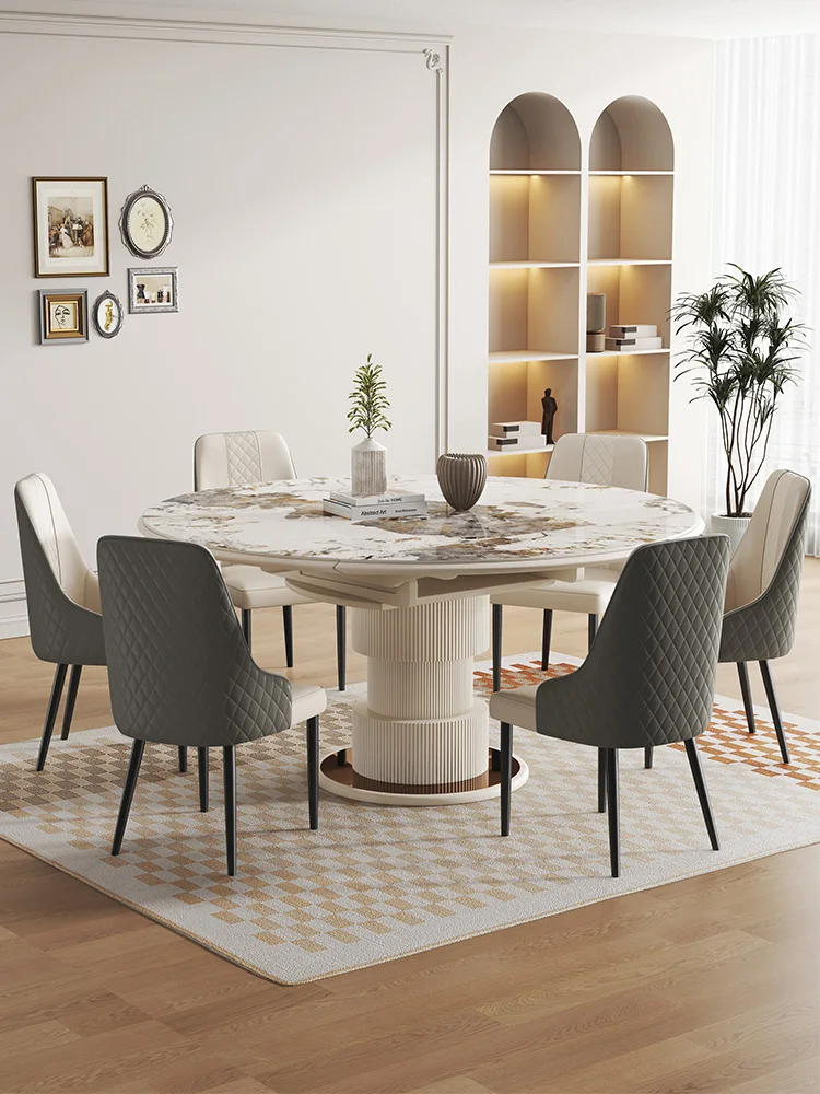 

Retractable dining table slate small apartment home light luxury modern minimalist Pandora net celebrity cream wind foldable din