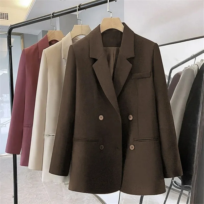 

2025 Lining Jacket For Women Blazer Light Luxury High-End Suit Jacket For Women Casual Loose Temperament Coffee Color JJ987